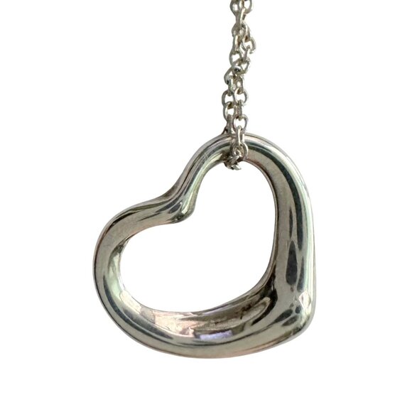 Tiffany & Co Elsa Peretti Open Heart Necklace in Sterling Silver with Dust Bag & - Picture 2 of 14